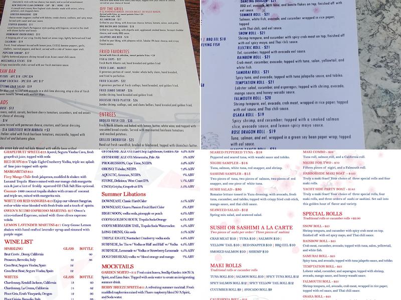 Pier 37 Boathouse Menu