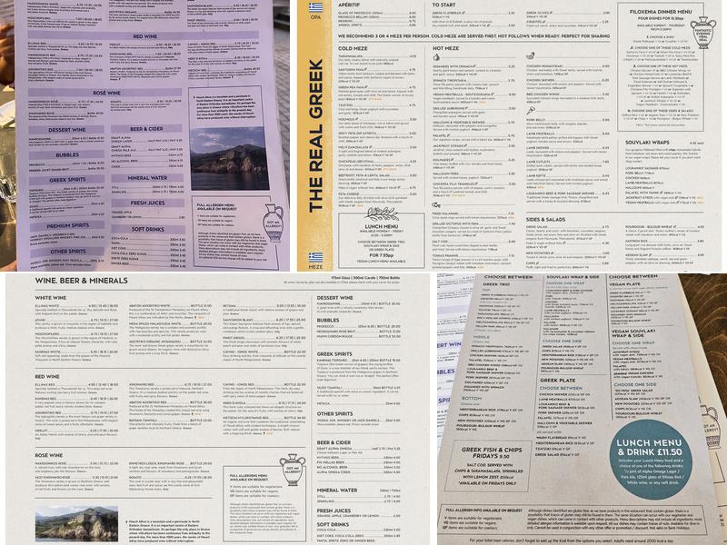 The Real Greek Bankside Menu