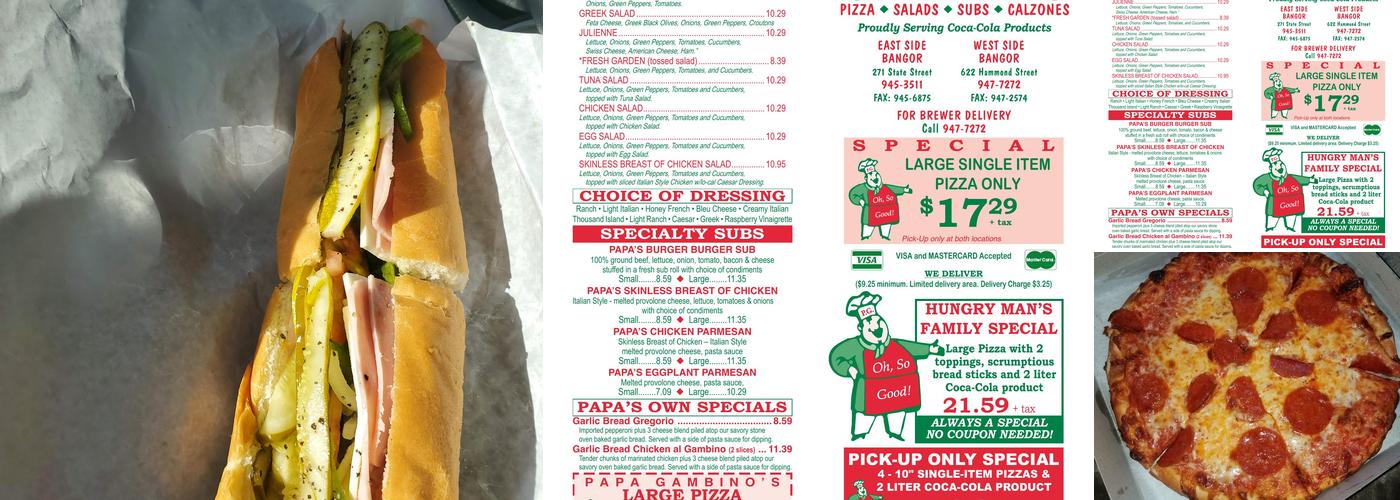 Papa Gambino's Menu