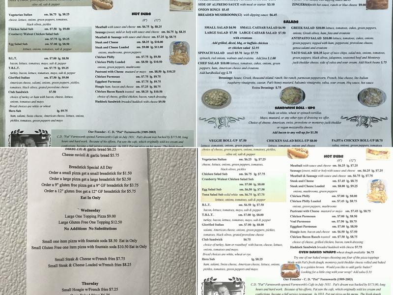 Pat's Pizza in Hampden, ME Menu