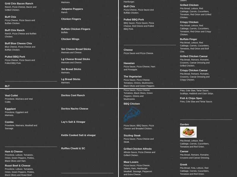 Angelo's Pizzeria Menu