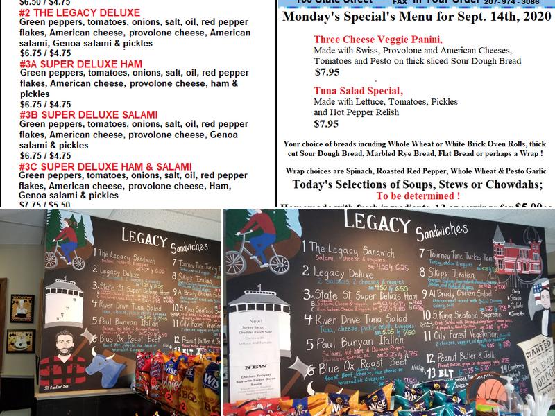 Legacy Sandwich Shop Menu