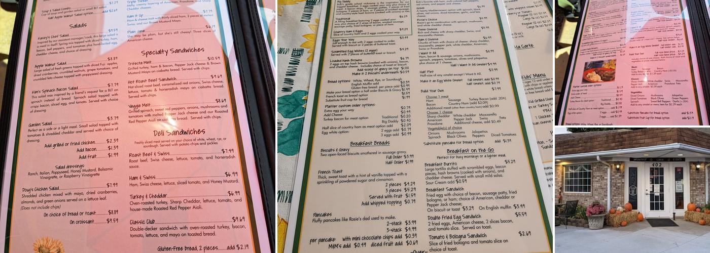 Geraldine's Kitchen Menu