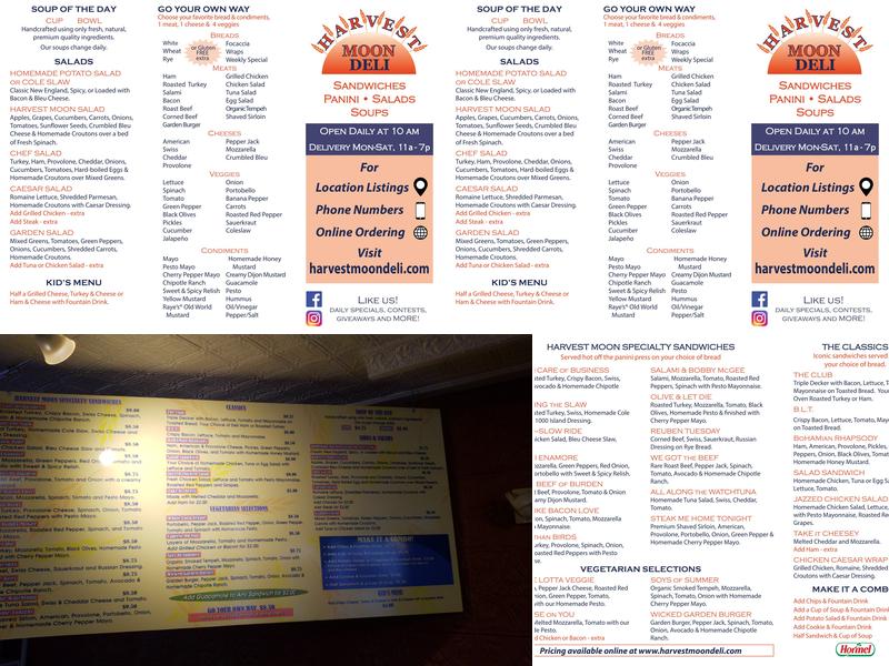 Harvest Moon Deli Menu