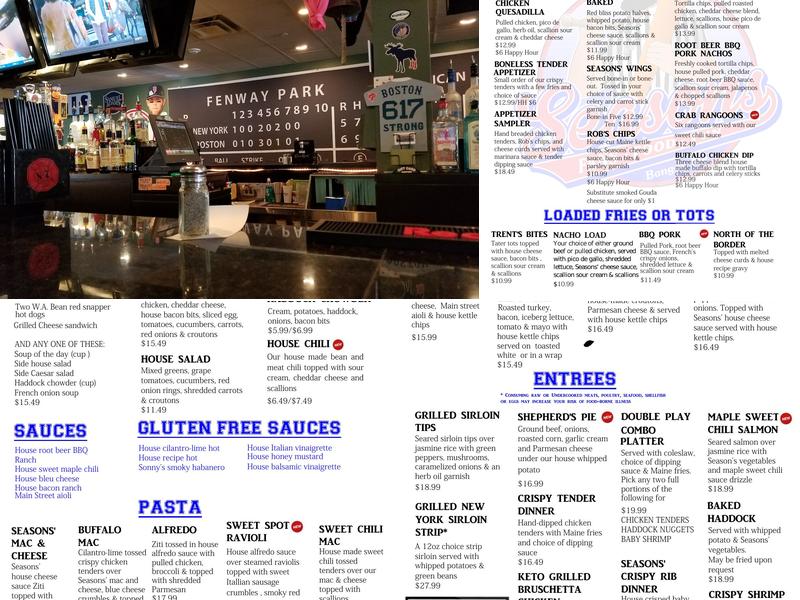 Seasons Menu