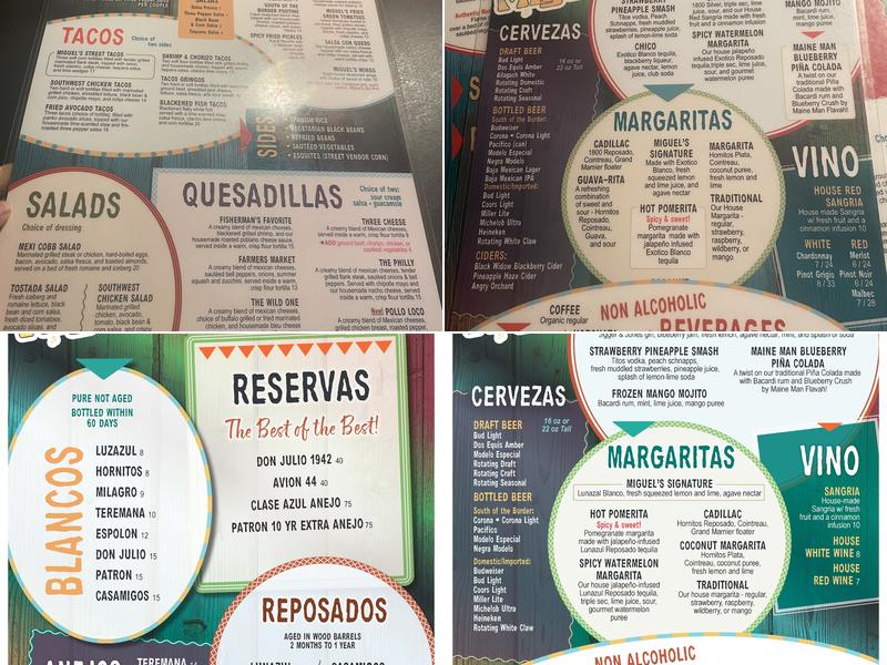Miguel's Mexican Restaurant Menu