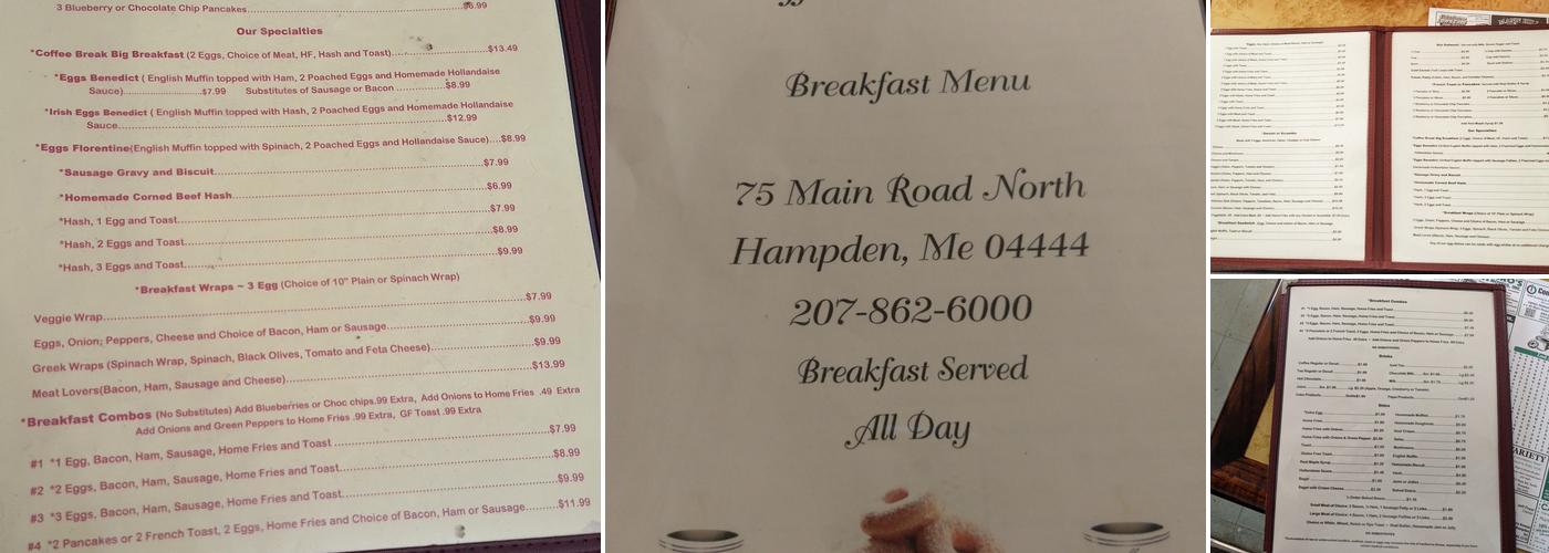 Coffee Break Cafe Menu