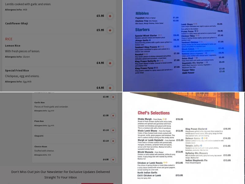 Shad Indian Restaurant Menu