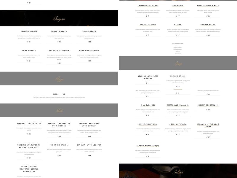 Barn Door Restaurant Menu