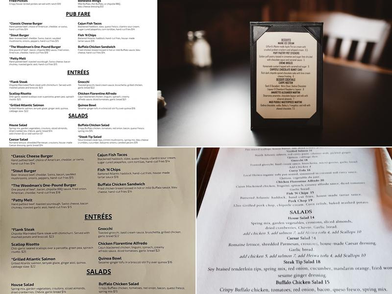 Woodman's Bar & Grill Menu