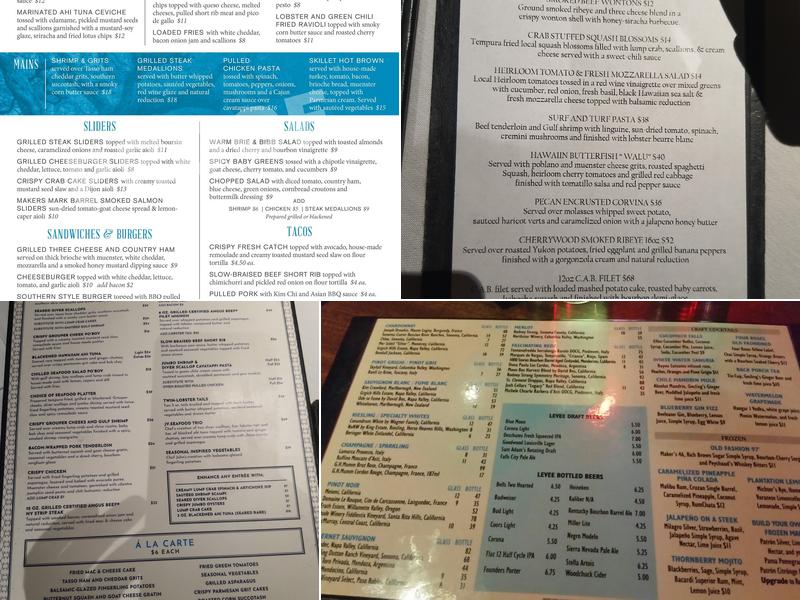 Levee Bourbon Lounge Menu