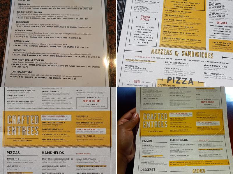 Gordon Biersch Brewery Restaurant Menu