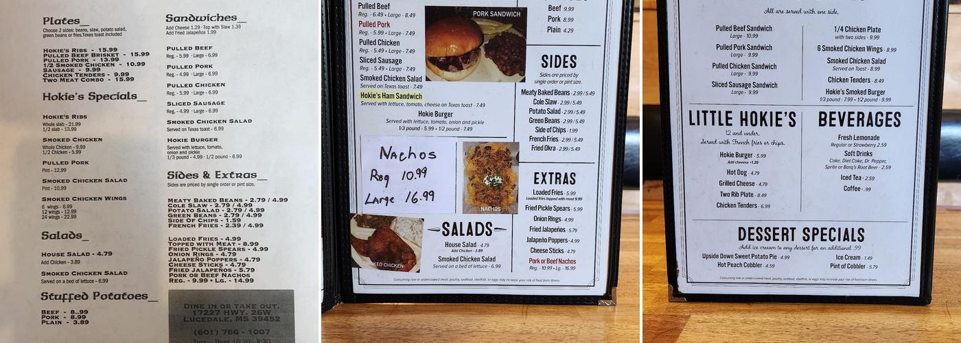 Hokie's BBQ & Grill Menu