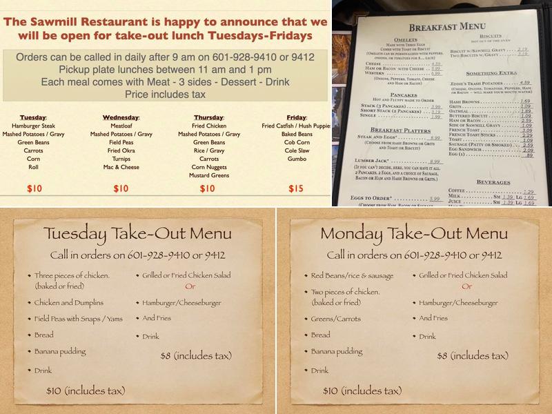 Sawmill Family Restaurant Menu