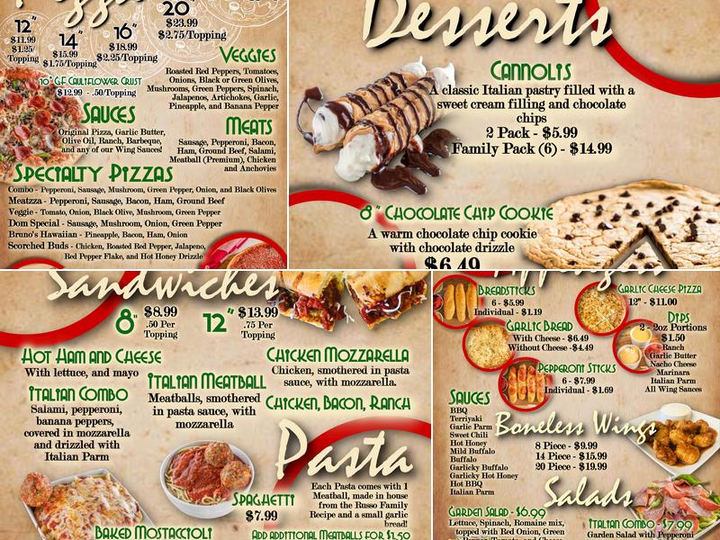 Bruno's Pizza - Granger Menu