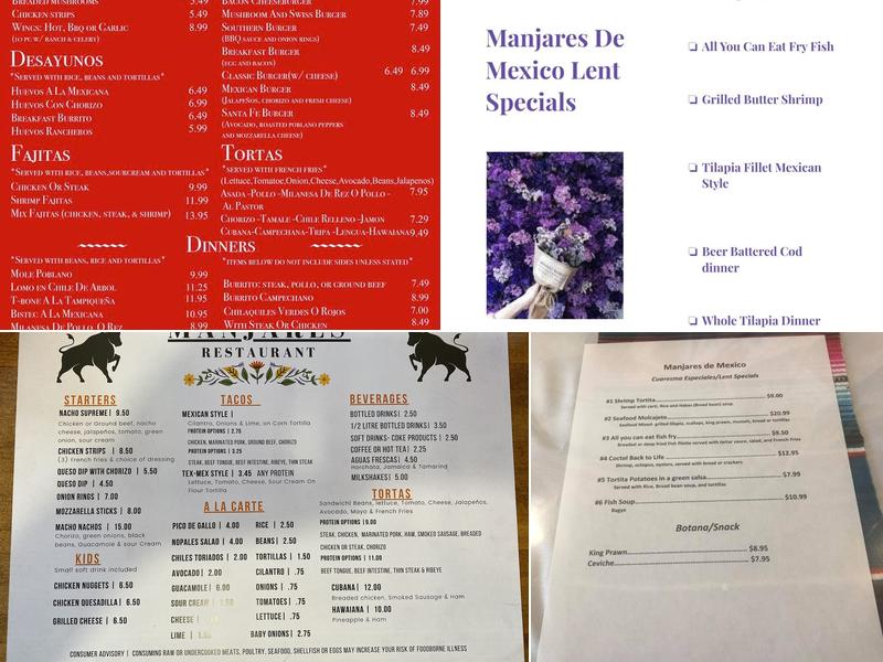 Manjares De Mexico Menu