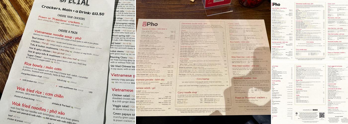 Pho Menu