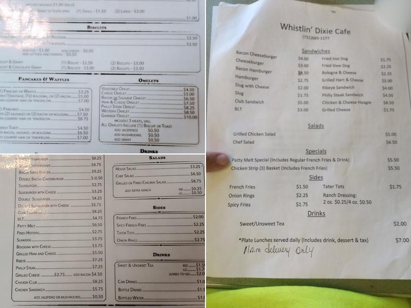 Whistlin Dixie Trading Post Menu