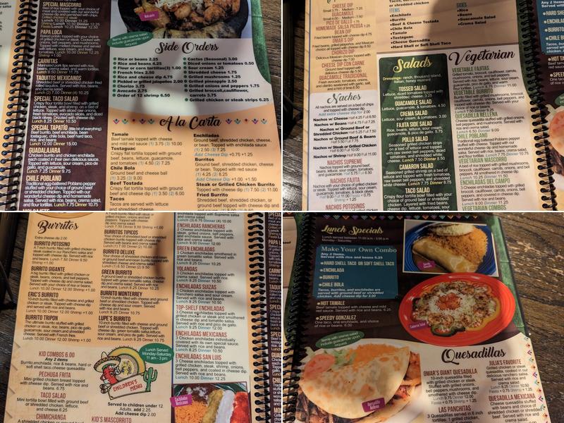 La Potosina Menu