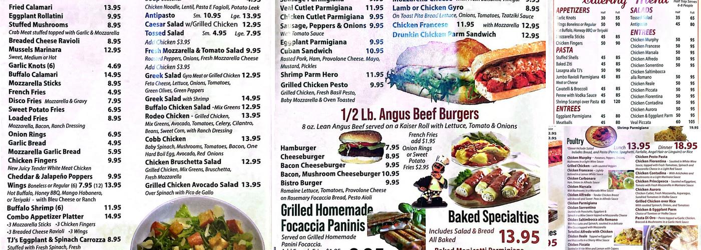 TJ's Pizza Cafe Menu