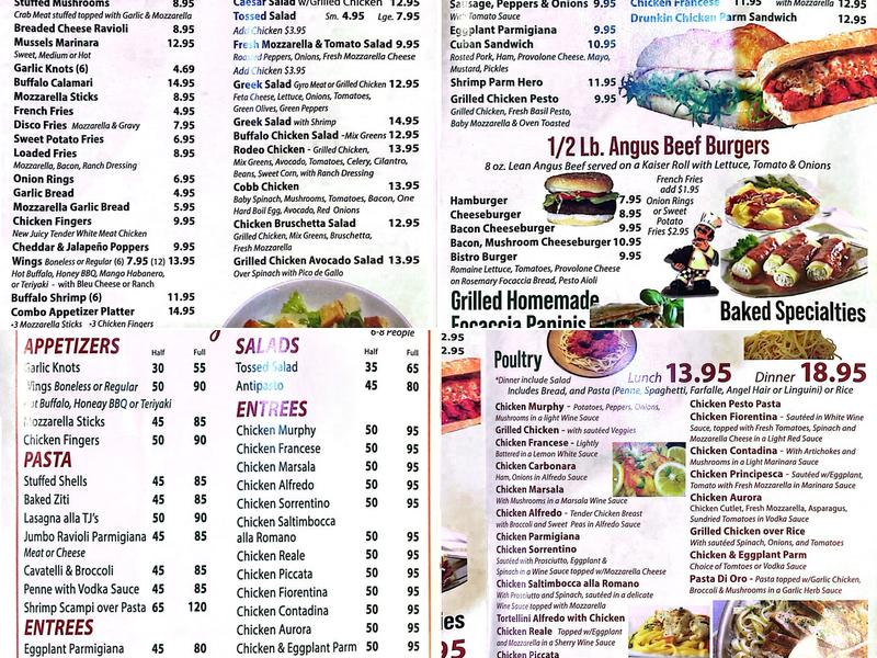 TJ's Pizza Cafe Menu