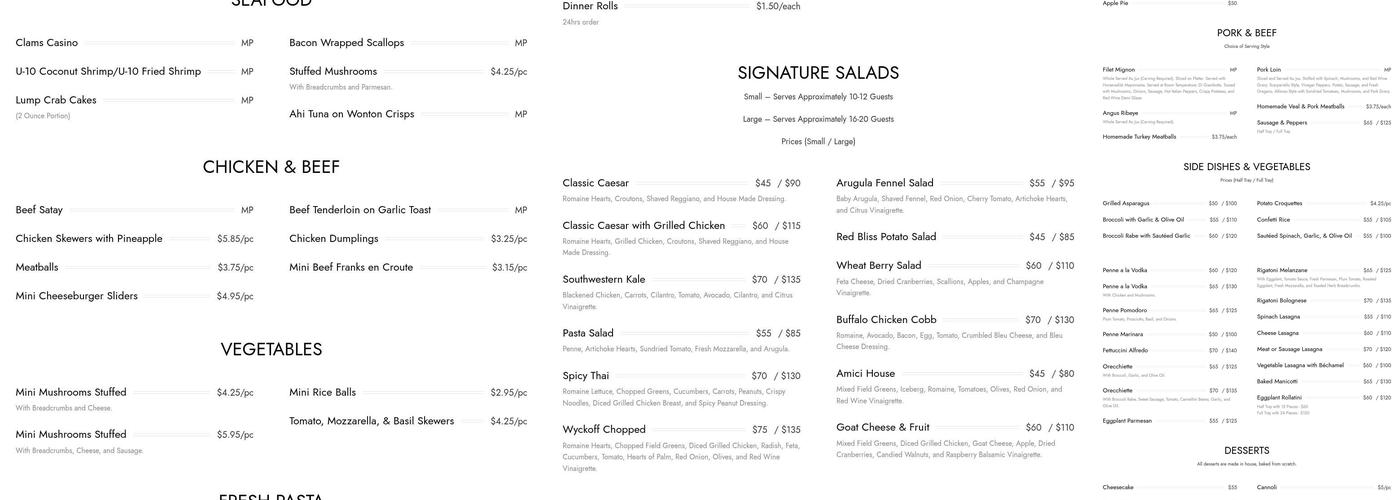 Cafe Amici Menu