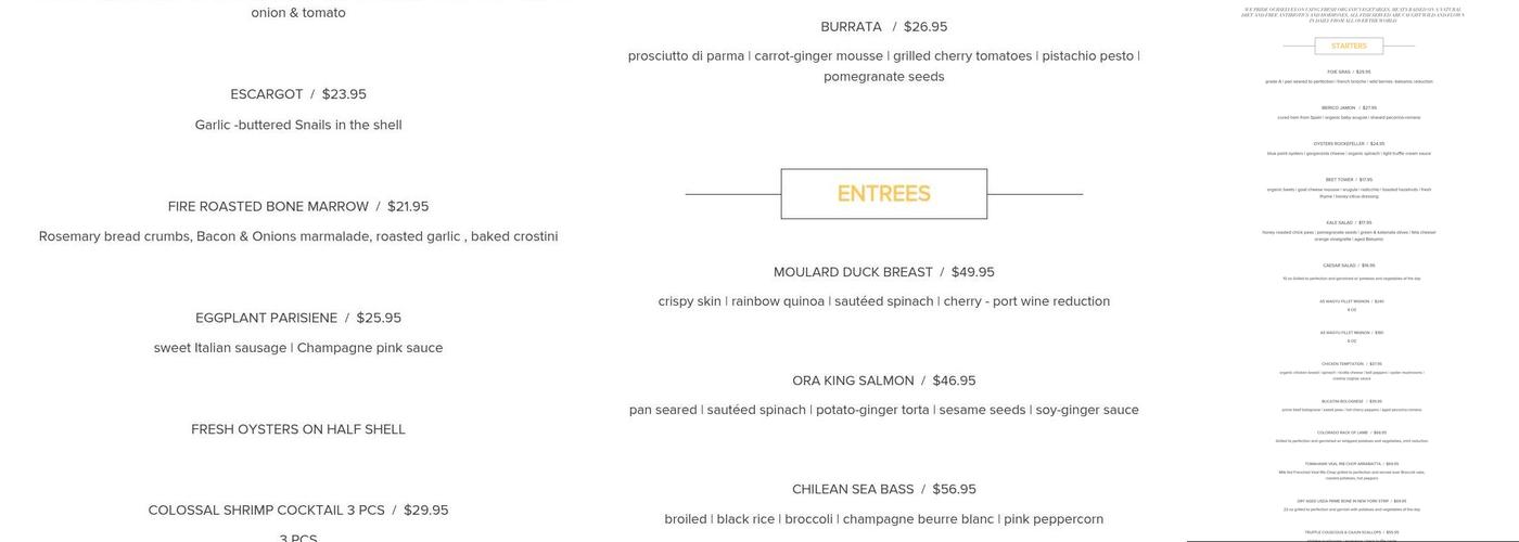 Artemio’s Prime and Proper Menu