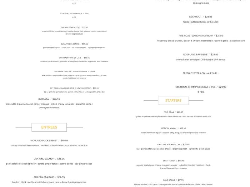 Artemio’s Prime and Proper Menu