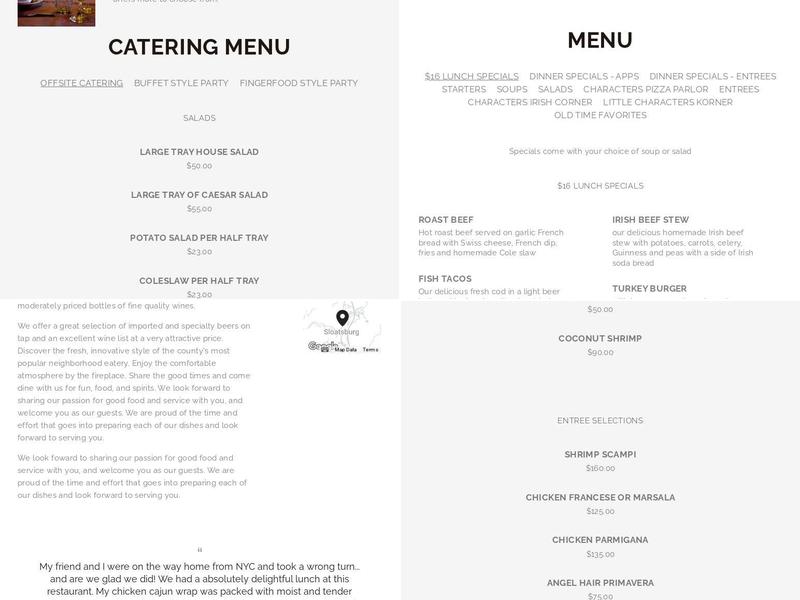 Characters Menu