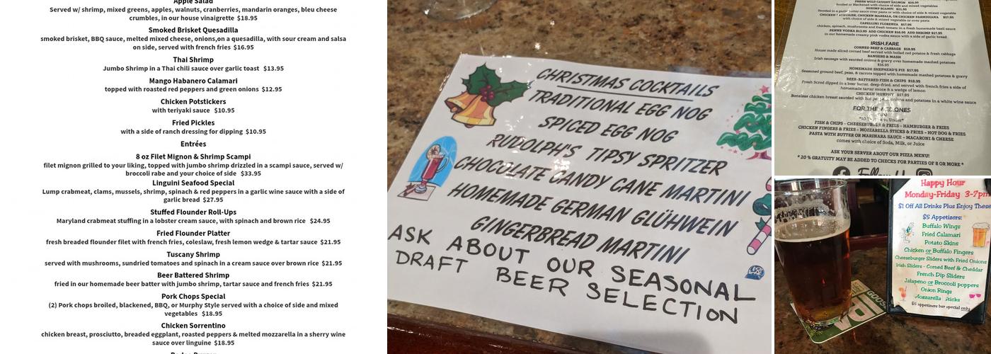 Grasshopper Irish Pub Menu