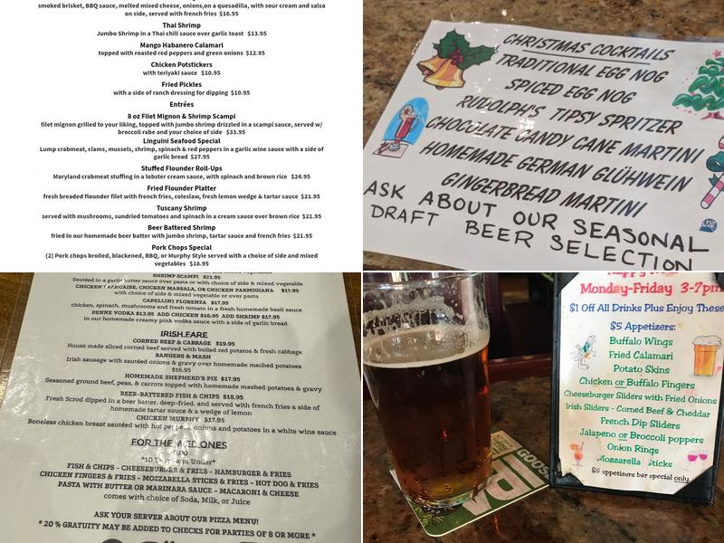 Grasshopper Irish Pub Menu