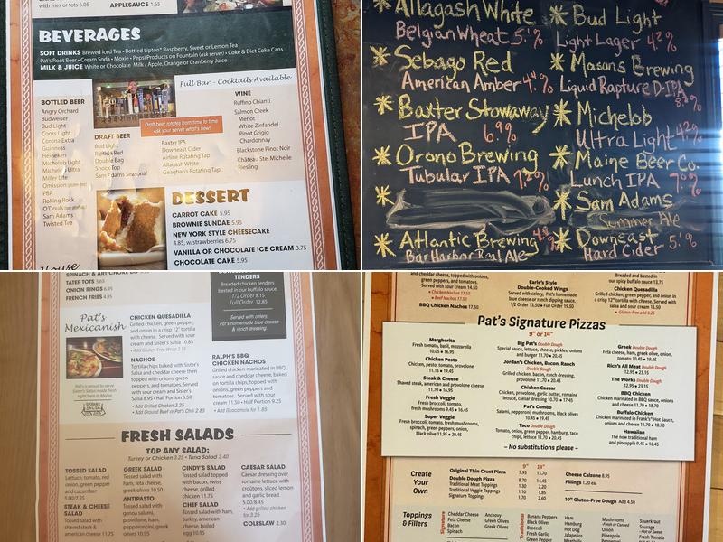 Ellsworth Pat's Pizza Menu