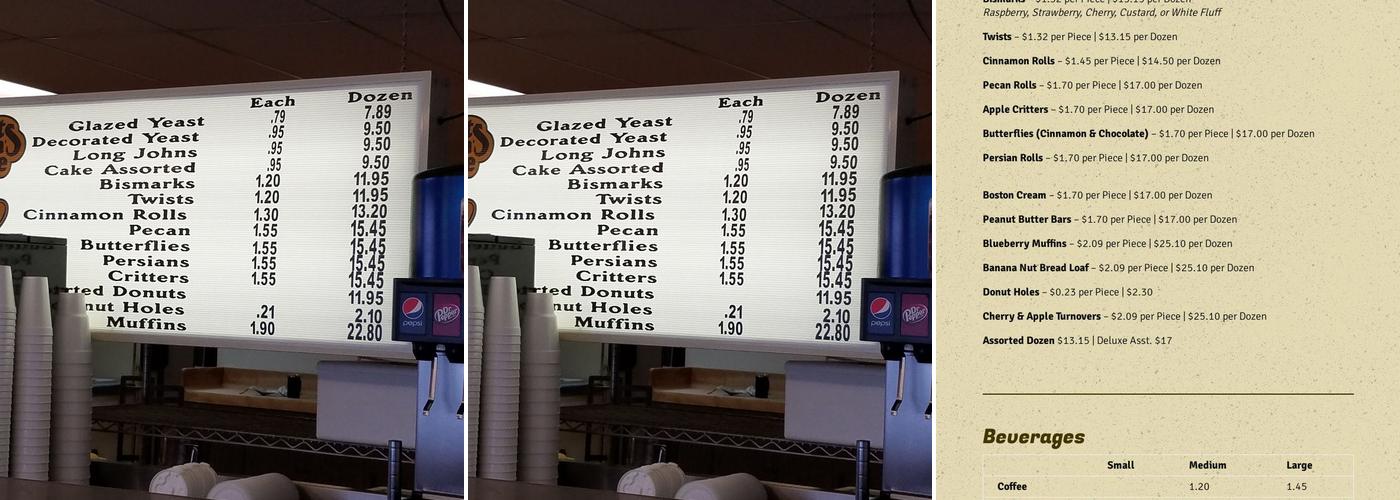 Donuts N Coffee Menu