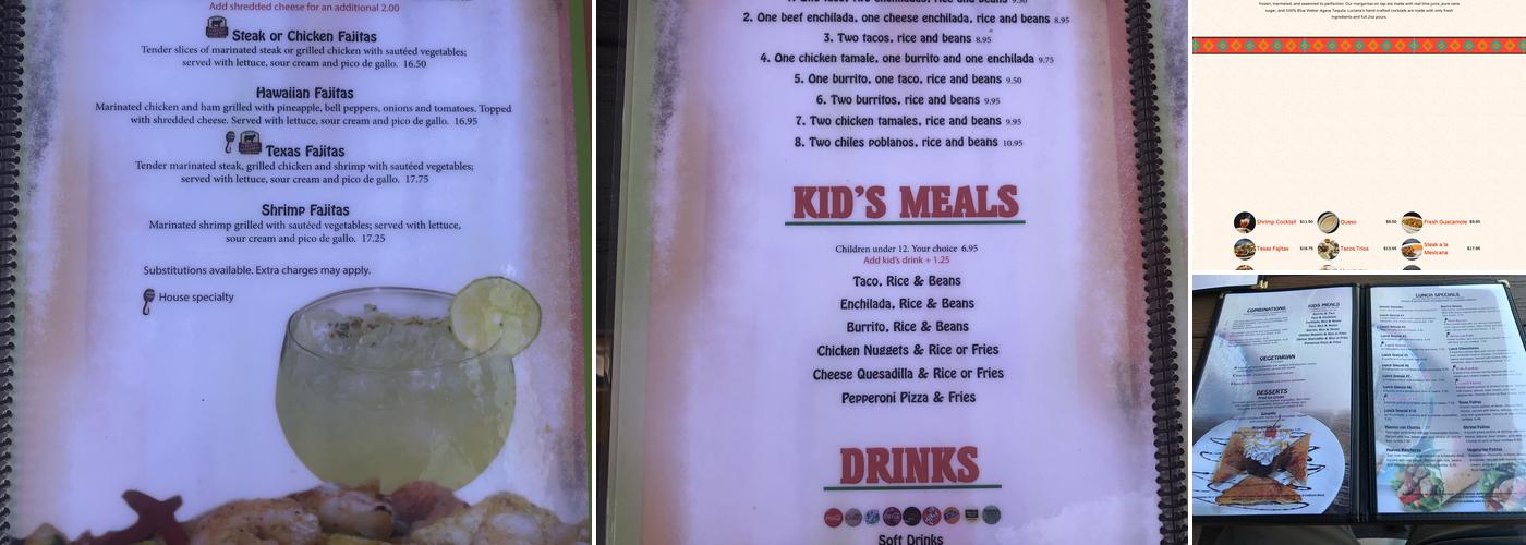 Lucianas Mexican Restaurant #3 - Columbus Menu