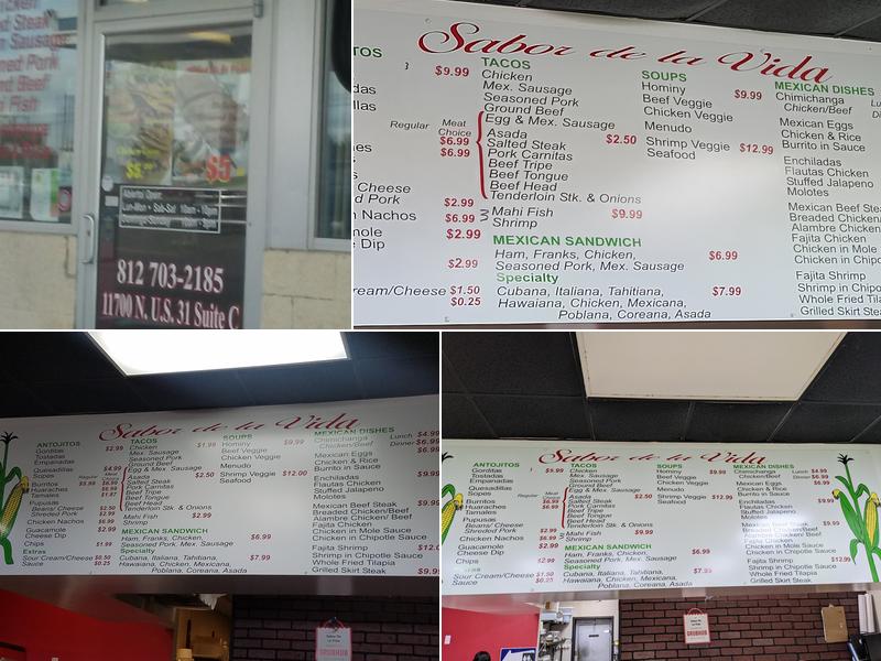 Sabor De La Vida Menu