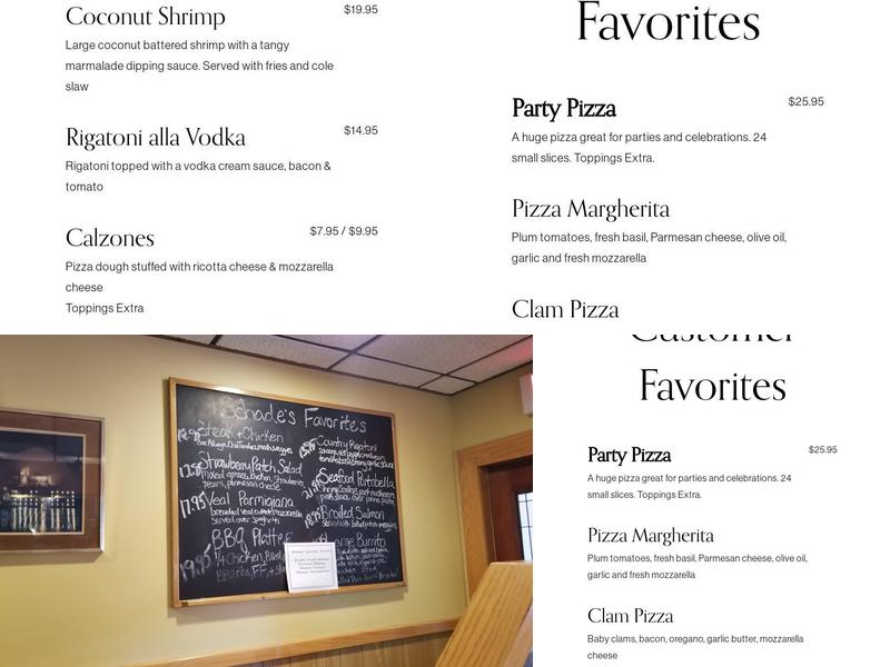 Schade's Menu