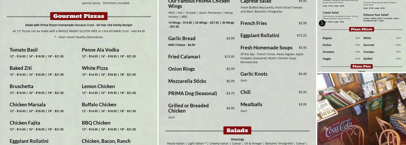 Prima Pizza Menu