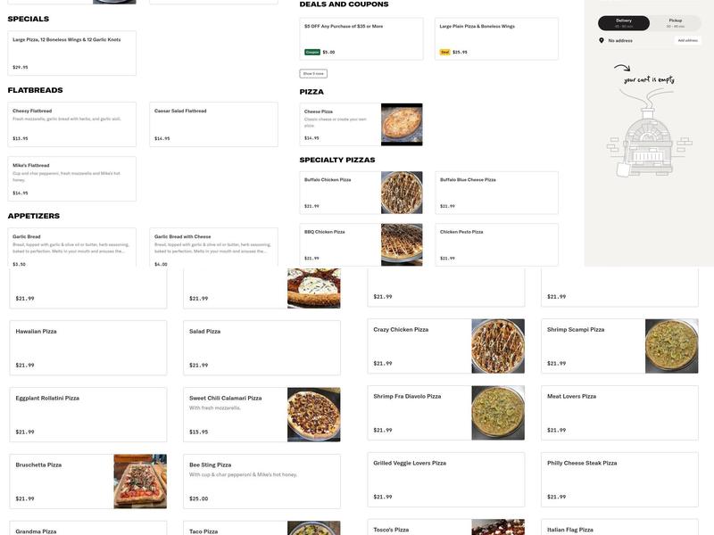 Tosco's Pizzeria New Windsor Menu
