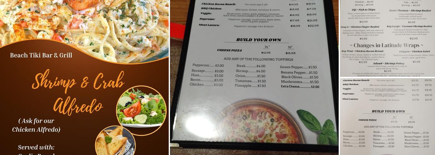 Beach Tiki Bar & Grill Menu