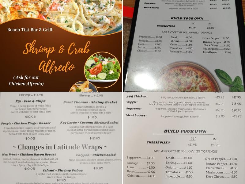 Beach Tiki Bar & Grill Menu