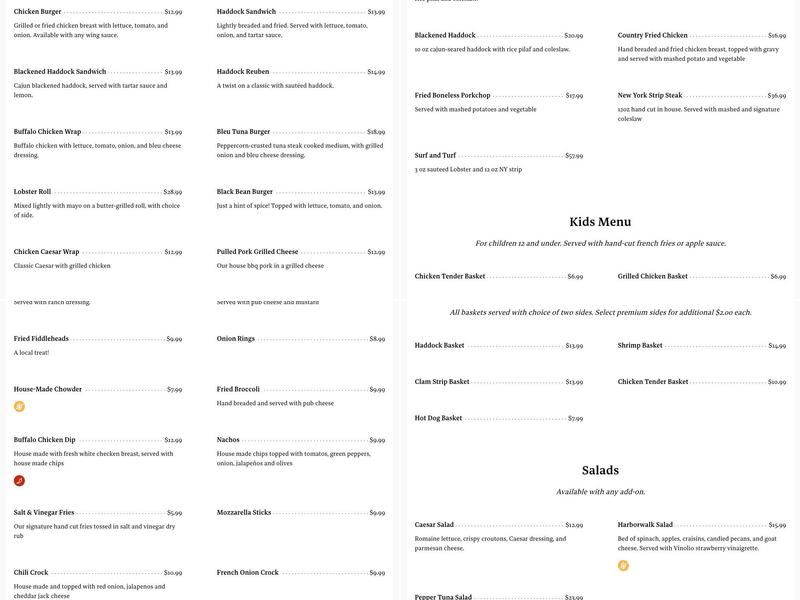 Front Street Pub Menu