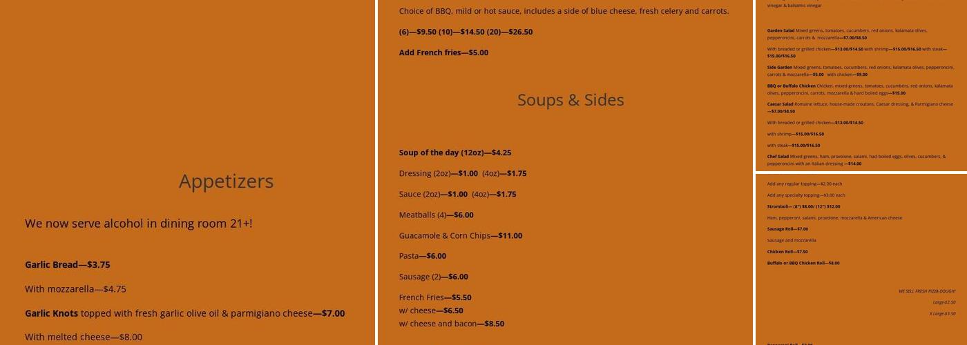 Pizza & Stuff II Menu