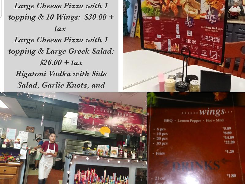 Izzy’s NY Pizza Menu