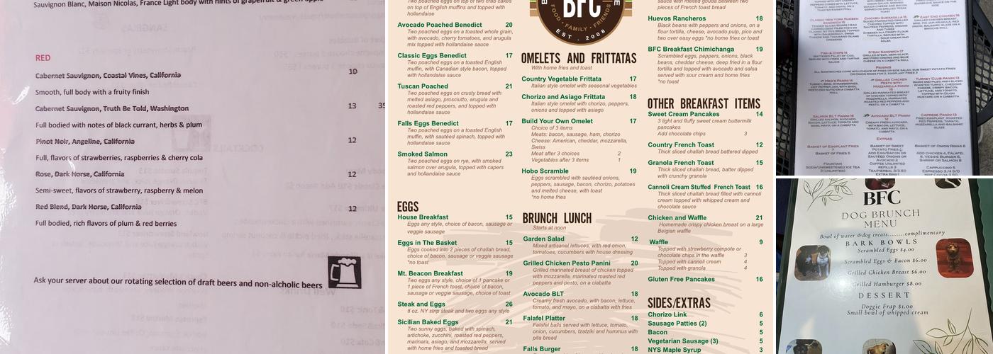Beacon Falls Cafe Menu