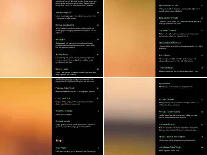 Chapala Grill Menu