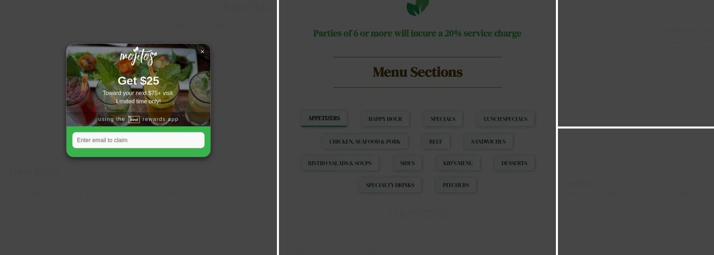 Mojitos Menu