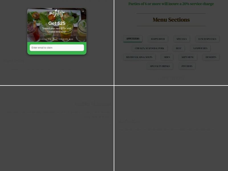 Mojitos Menu