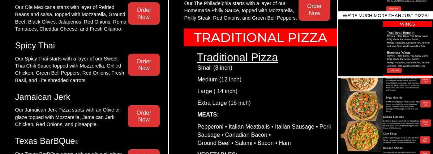 Pizza World Menu