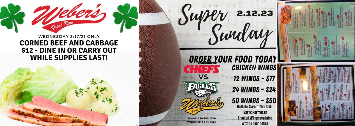 Weber's Front Row Menu