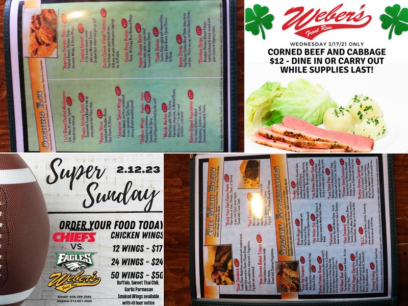 Weber's Front Row Menu
